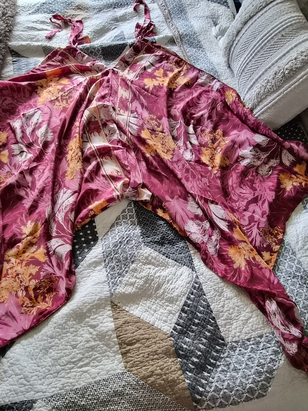 NWOT Adjustable 100% Indian Silk Jumpsuit With Hi-lo Hem